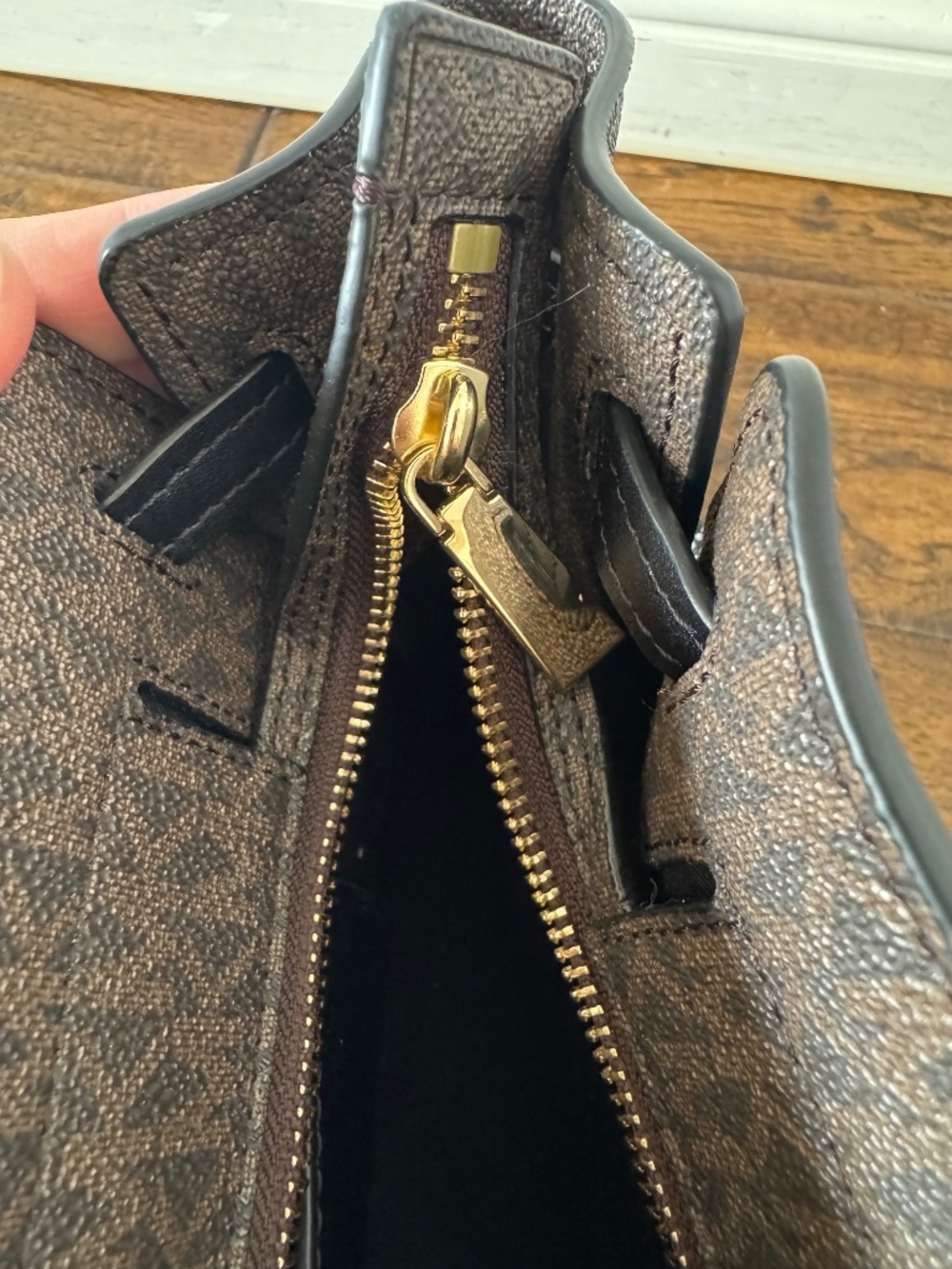 Michael Kors Brown Signature Lock Satchel Tote Bag - Picture 8 of 9